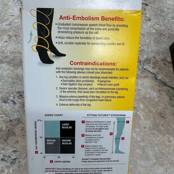 Lot Of 3 Futuro Anti-Embolism Thigh Length Stocking Unisex M White Moderate - Picture 11 of 12